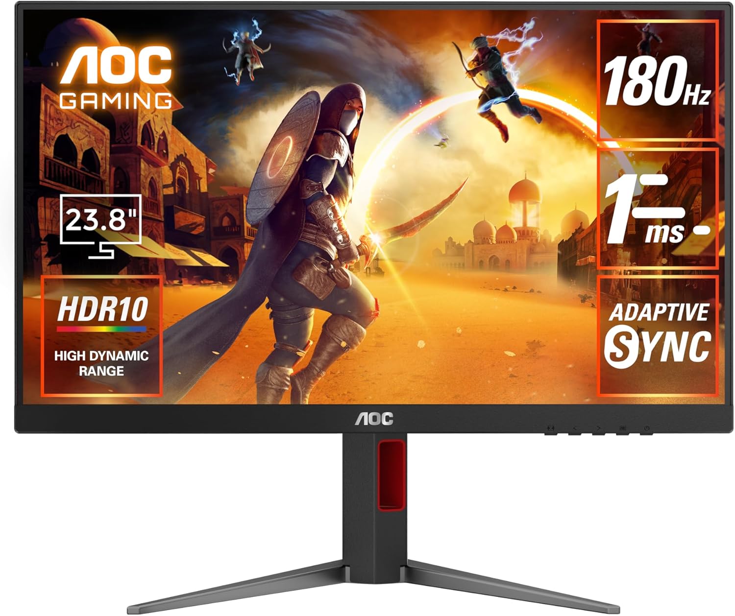 AOC 24G4X 23.8 Inch 1920 x 1080p Full HD 180Hz IPS Gaming Monitor AOC 24G4X 23.8 Inch 1920 x 1080p Full HD 180Hz IPS Gaming Monitor